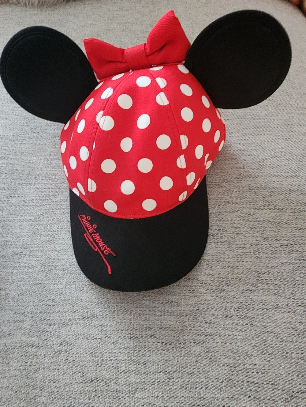 Minnie Mouse Red Polka Dot Ear Baseball Hat with Bow